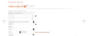 how to create a payoneer account security details